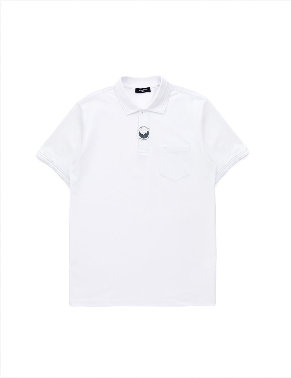 Beyaz Regular Fit %100 Pamuk Kıvrılmaz Polo Yaka Basic Tişört - 50325290012