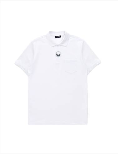 Beyaz Regular Fit %100 Pamuk Cepli Kıvrılmaz Düğmeli Polo Yaka Basic Tişört