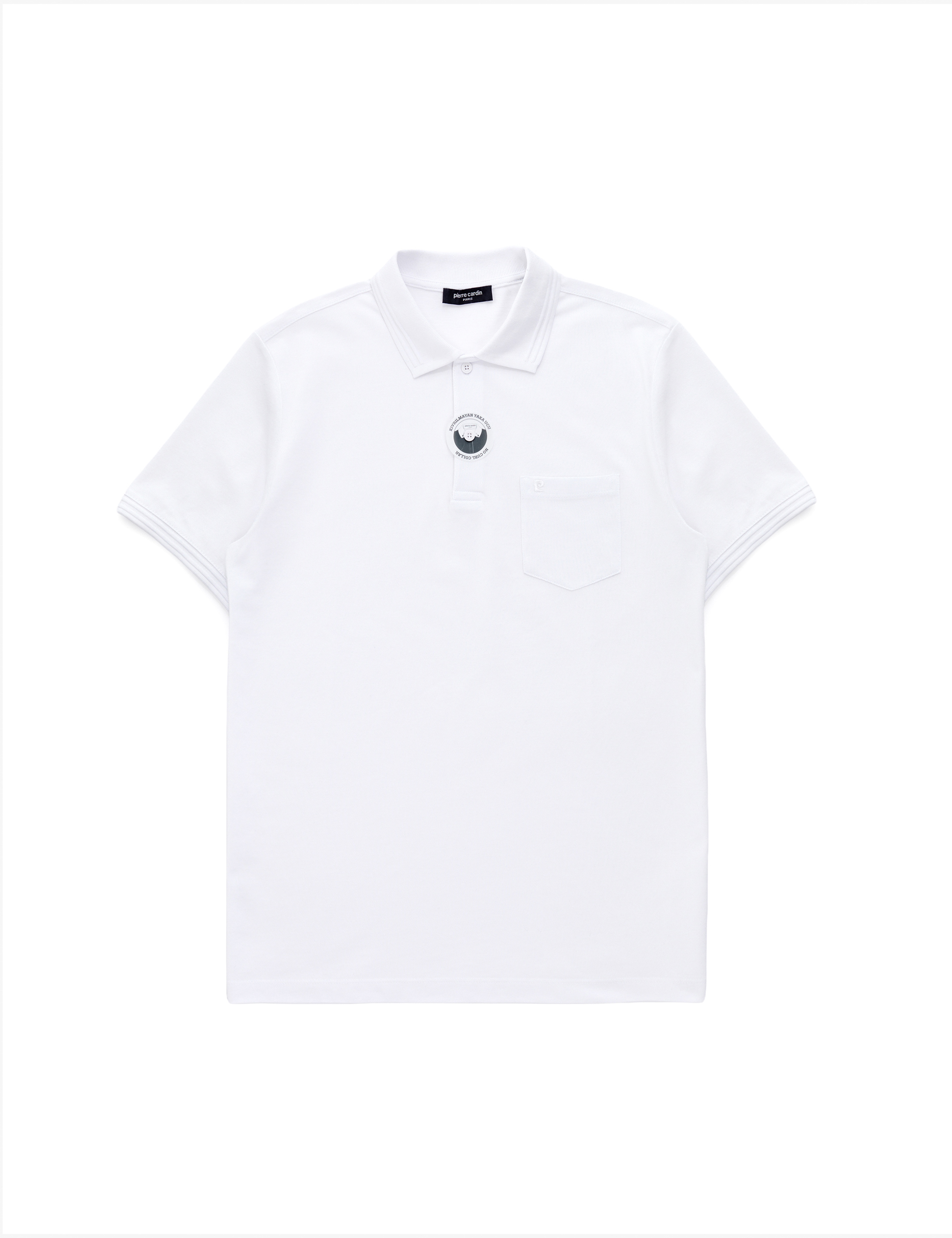 Beyaz Regular Fit %100 Pamuk Cepli Kıvrılmaz Düğmeli Polo Yaka Basic Tişört - Image 6