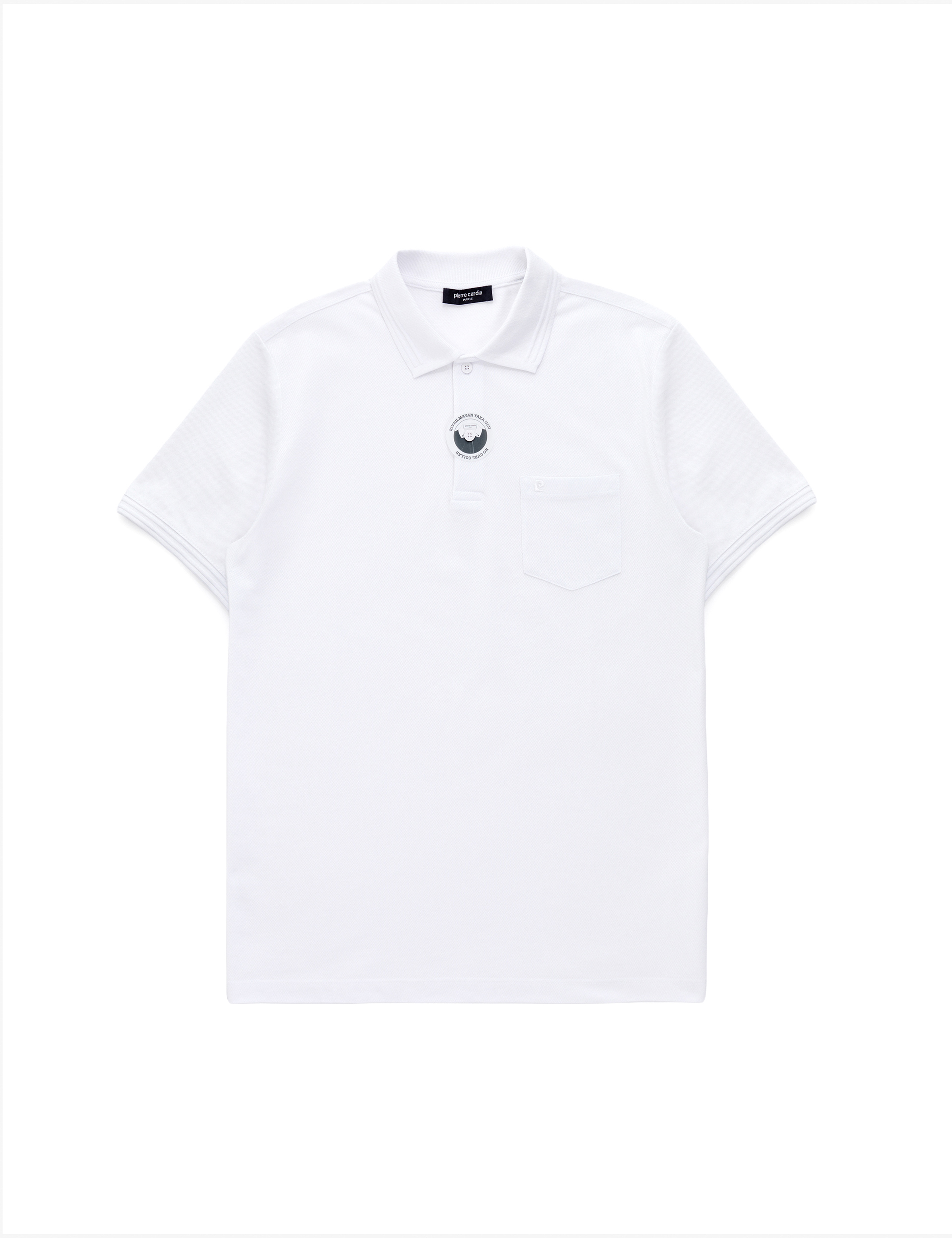 Beyaz Regular Fit %100 Pamuk Cepli Kıvrılmaz Düğmeli Polo Yaka Basic Tişört