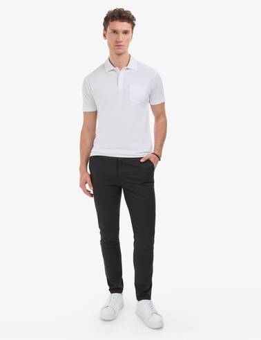 Beyaz Regular Fit %100 Pamuk Cepli Kıvrılmaz Düğmeli Polo Yaka Basic Tişört