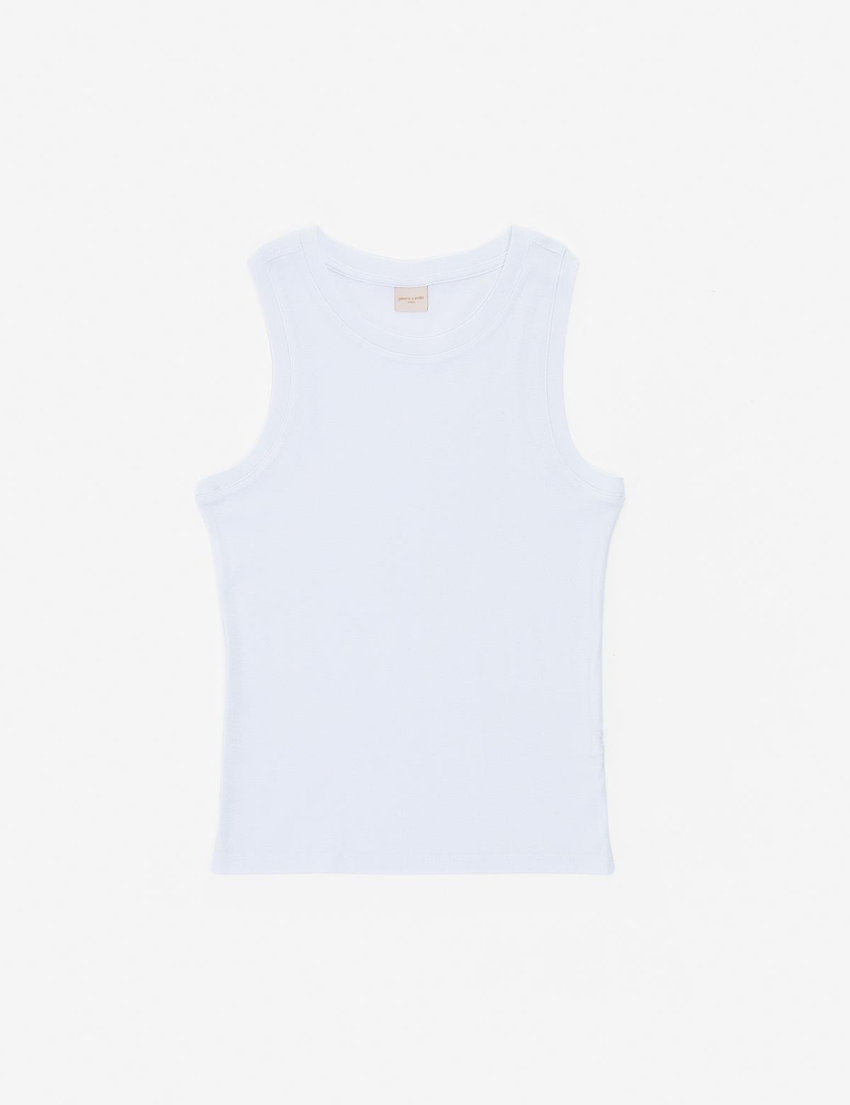 Beyaz Ex. Slim Fit Örme Bluz - 50325446019