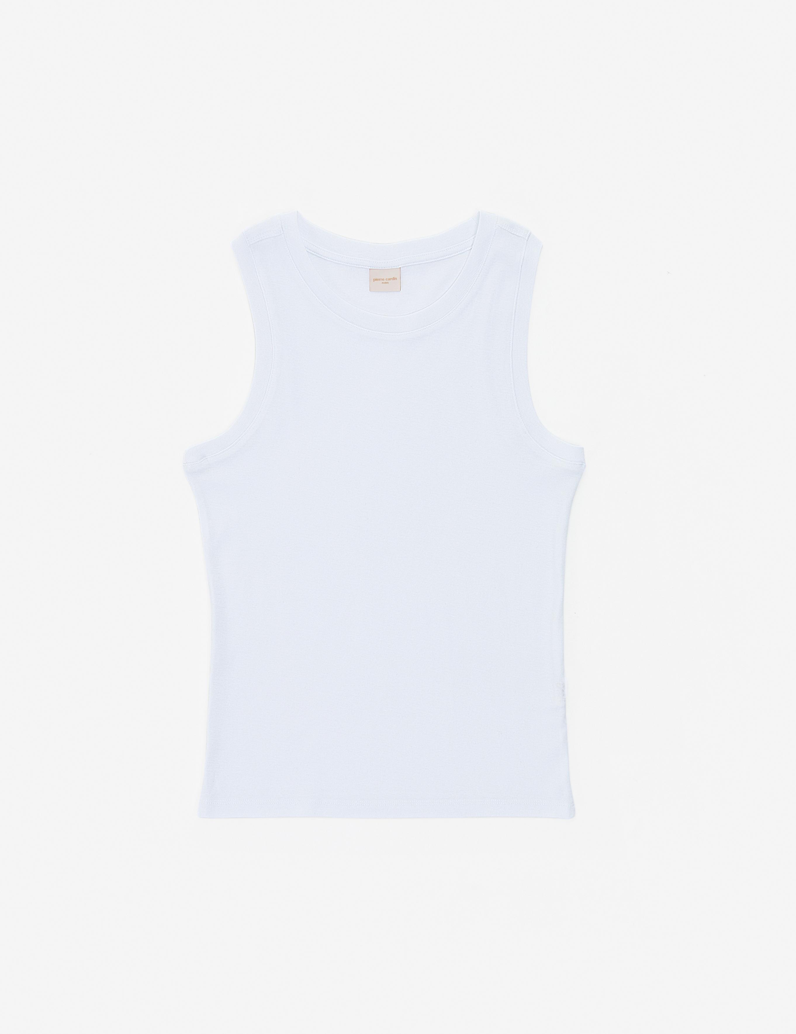 Beyaz Ex. Slim Fit Örme Bluz