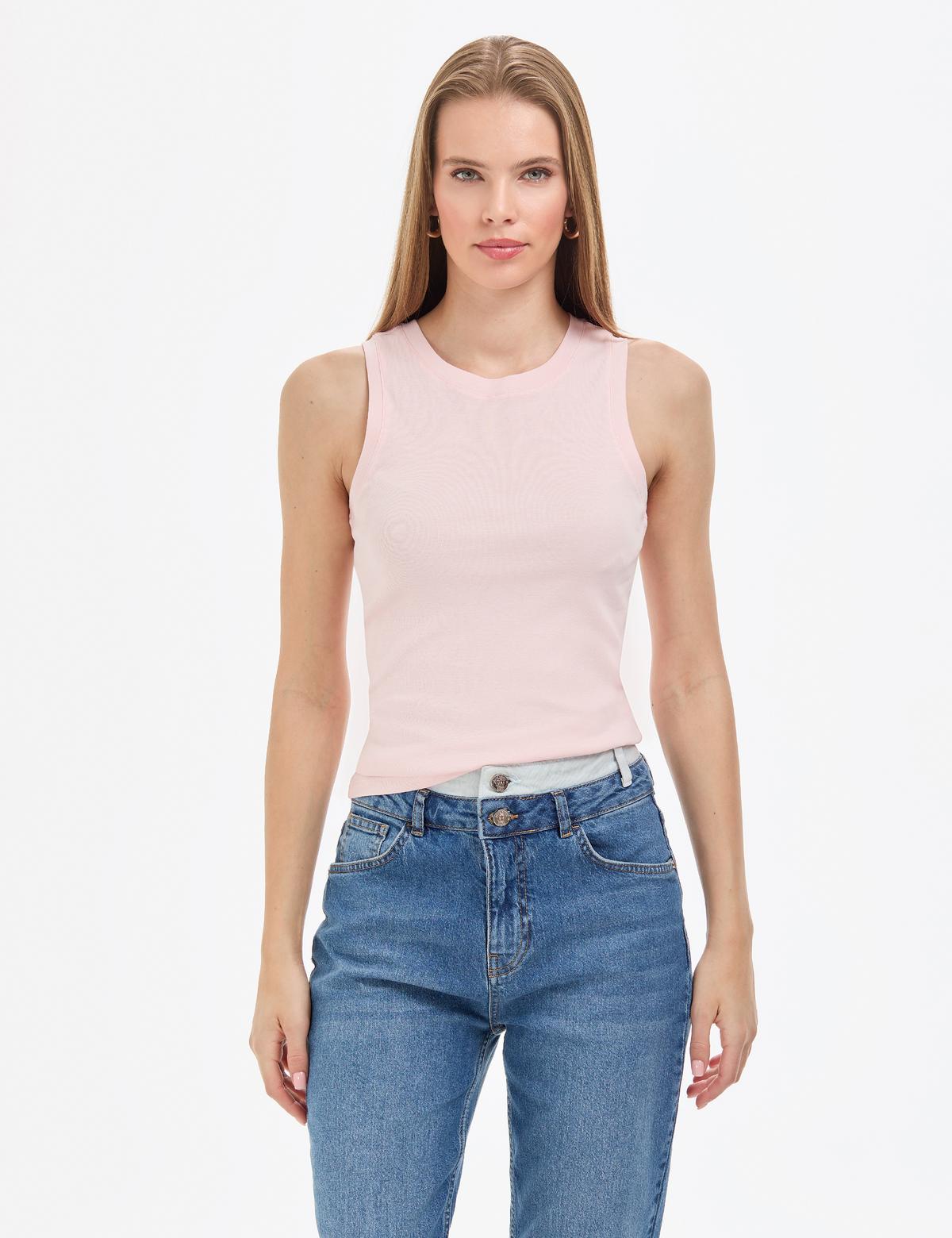 Açık Pembe Ex. Slim Fit Örme Bluz