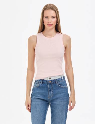Açık Pembe Ex. Slim Fit Örme Bluz