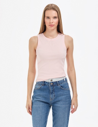 Açık Pembe Extra Slim Fit Örme Bluz