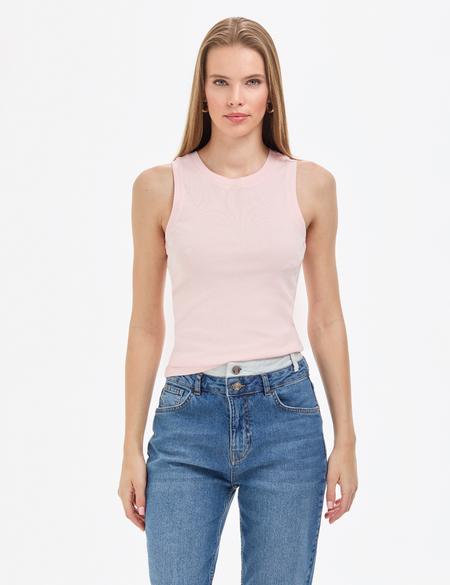 Açık Pembe Ex. Slim Fit Örme Bluz - 50325446025