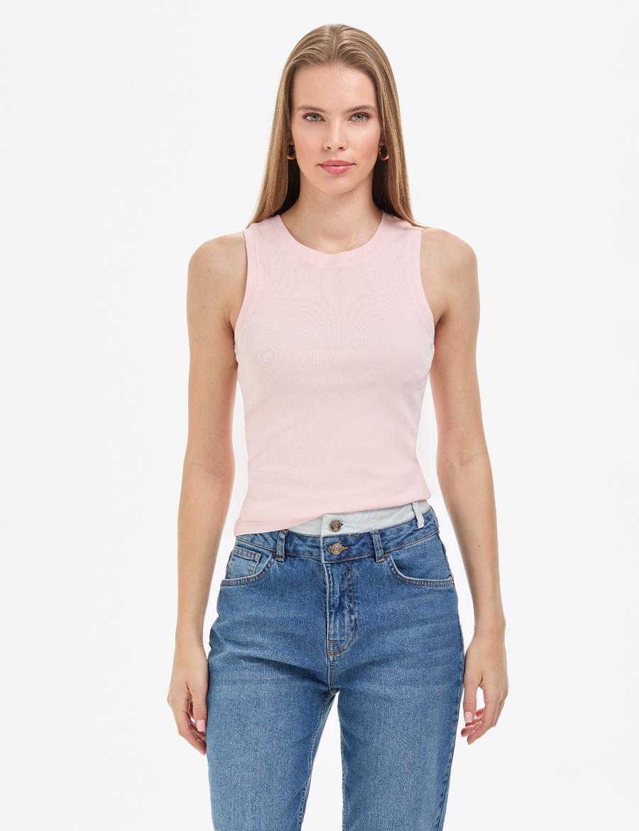 Açık Pembe Ex. Slim Fit Örme Bluz