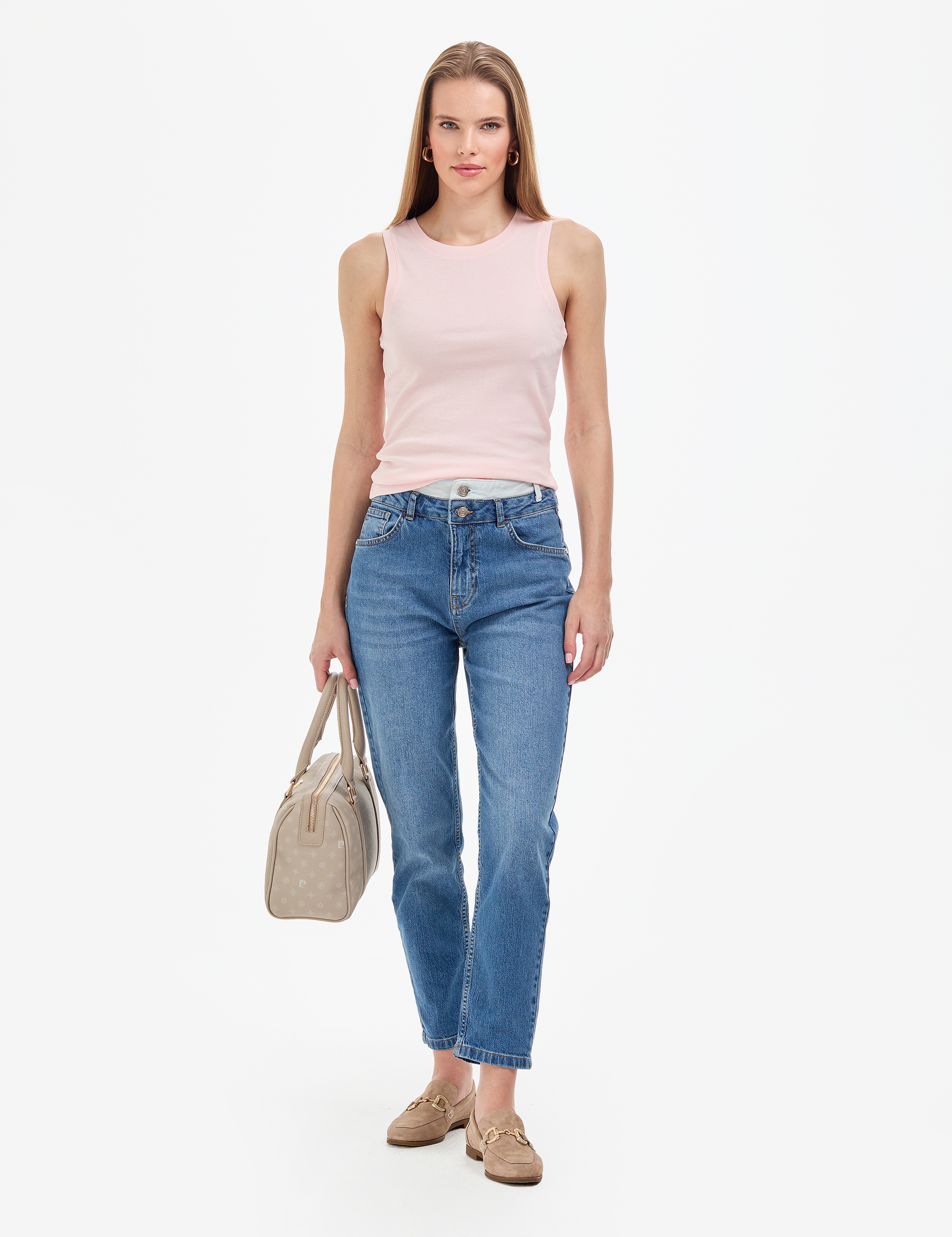 Açık Pembe Extra Slim Fit Örme Bluz - Image 4