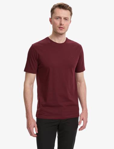 Bordo Regular Fit %100 Pamuk Bisiklet Yaka Basic Tişört