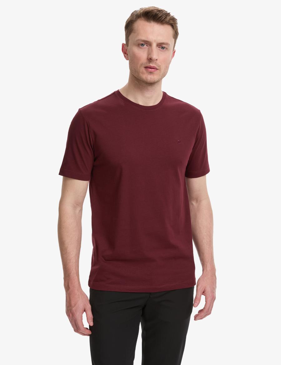 Bordo Regular Fit %100 Pamuk Bisiklet Yaka Basic Tişört