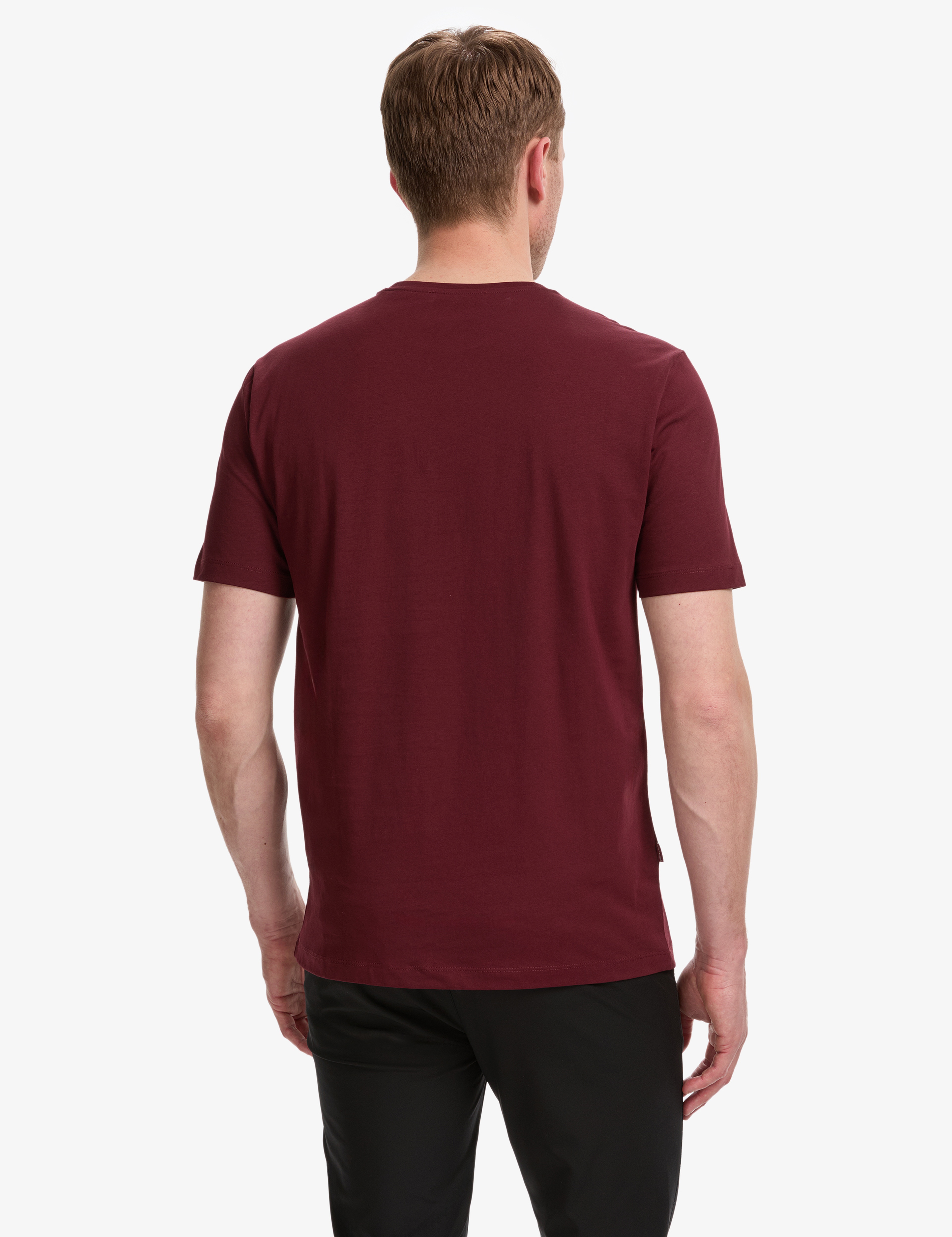 Bordo Regular Fit %100 Pamuk Bisiklet Yaka Basic Tişört - Image 5