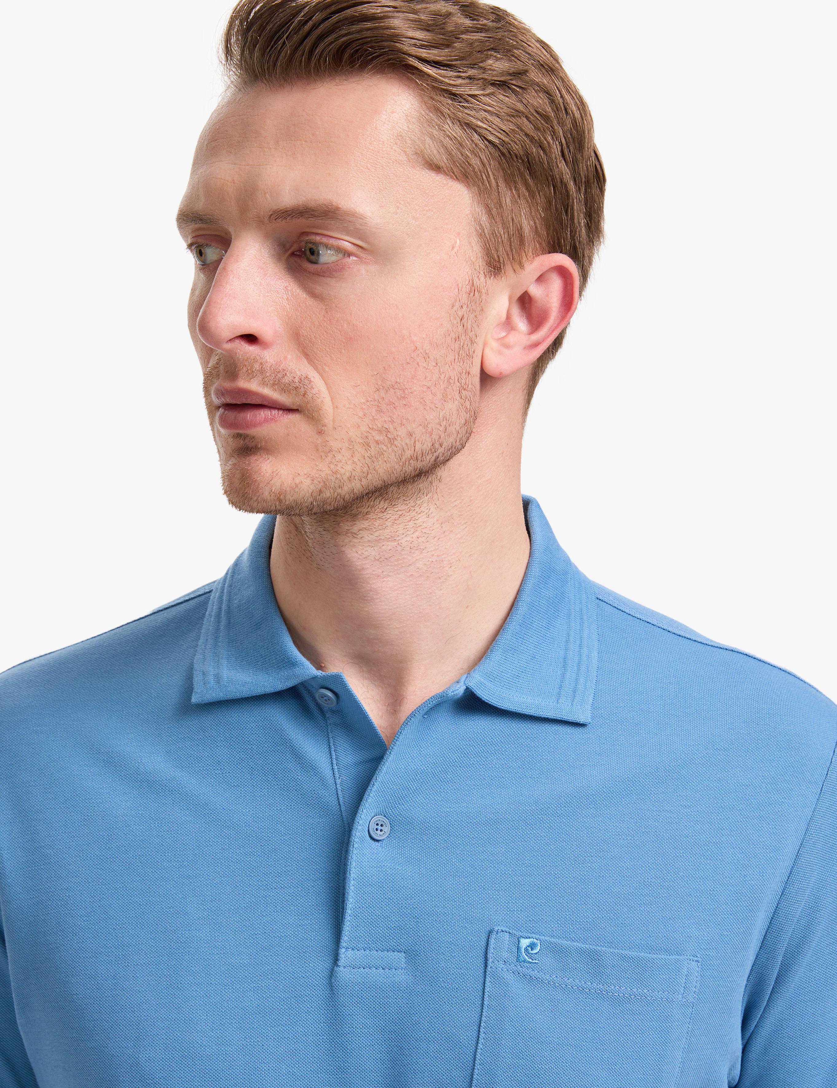 Koyu Mavi Regular Fit %100 Pamuk Kıvrılmaz Polo Yaka Basic Tişört