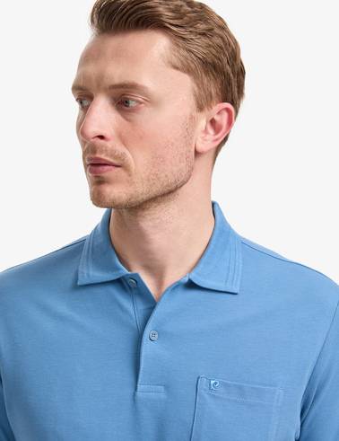 Koyu Mavi Regular Fit %100 Pamuk Cepli Kıvrılmaz Düğmeli Polo Yaka Basic Tişört
