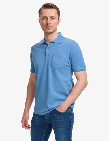Koyu Mavi Regular Fit %100 Pamuk Cepli Kıvrılmaz Düğmeli Polo Yaka Basic Tişört