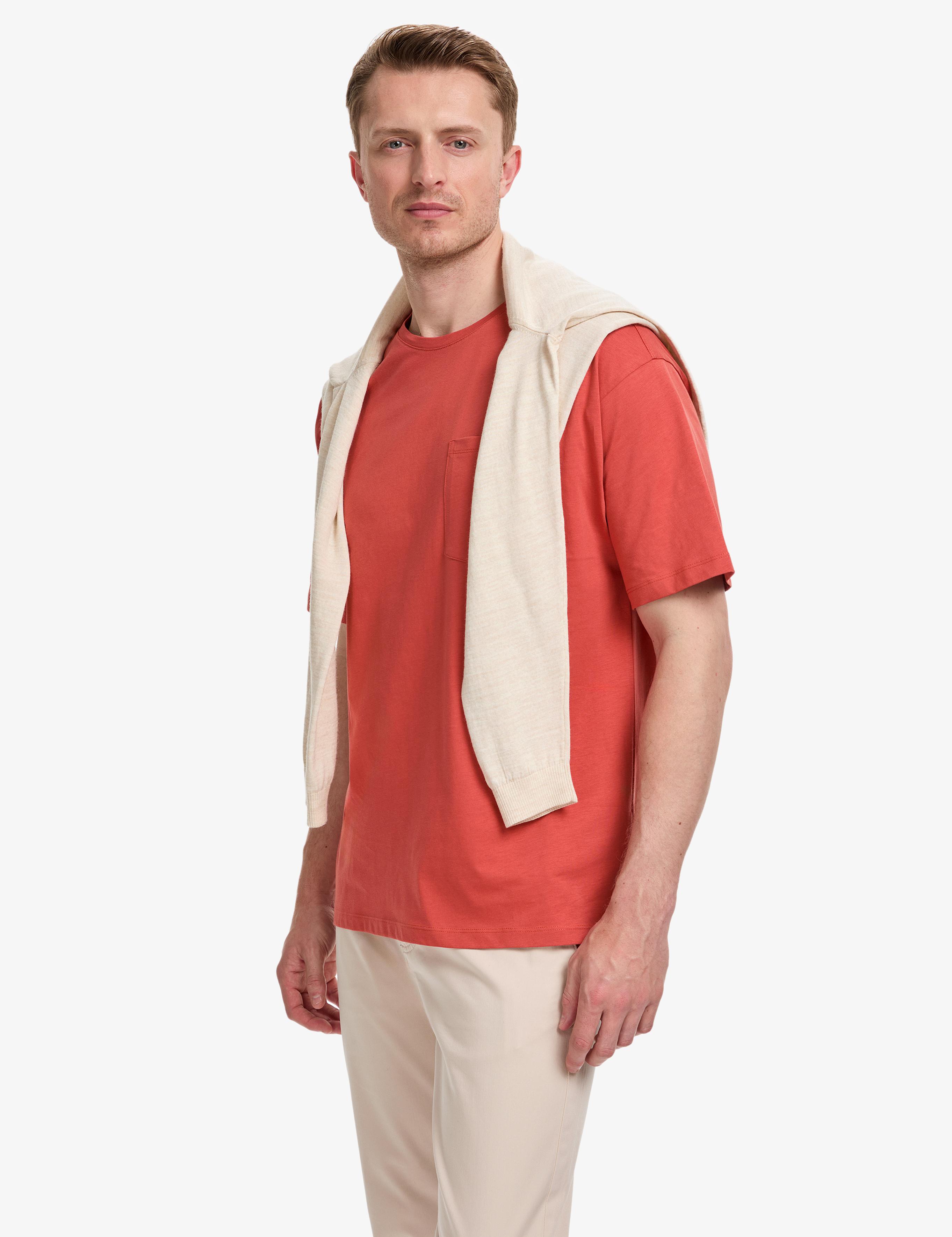 Kiremit Comfort Fit %100 Pamuk Bisiklet Yaka Basic Tişört