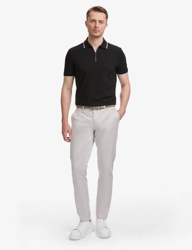 Siyah Slim Fit %100 Pamuk Fermuarlı Polo Yaka Tişört