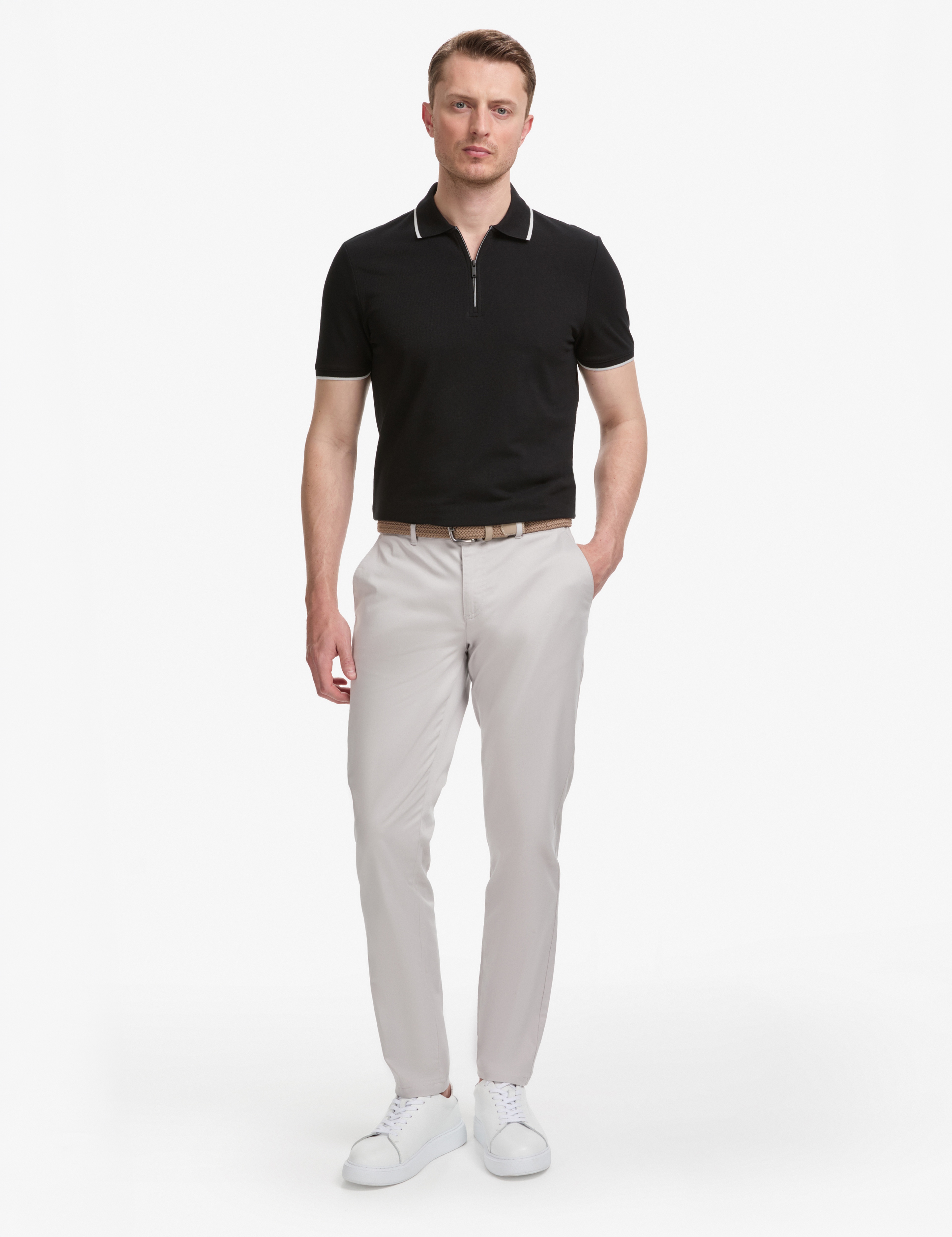 Siyah Slim Fit %100 Pamuk Fermuarlı Polo Yaka Tişört - Image 4