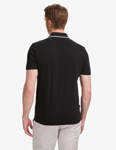 Siyah Slim Fit %100 Pamuk Fermuarlı Polo Yaka Tişört