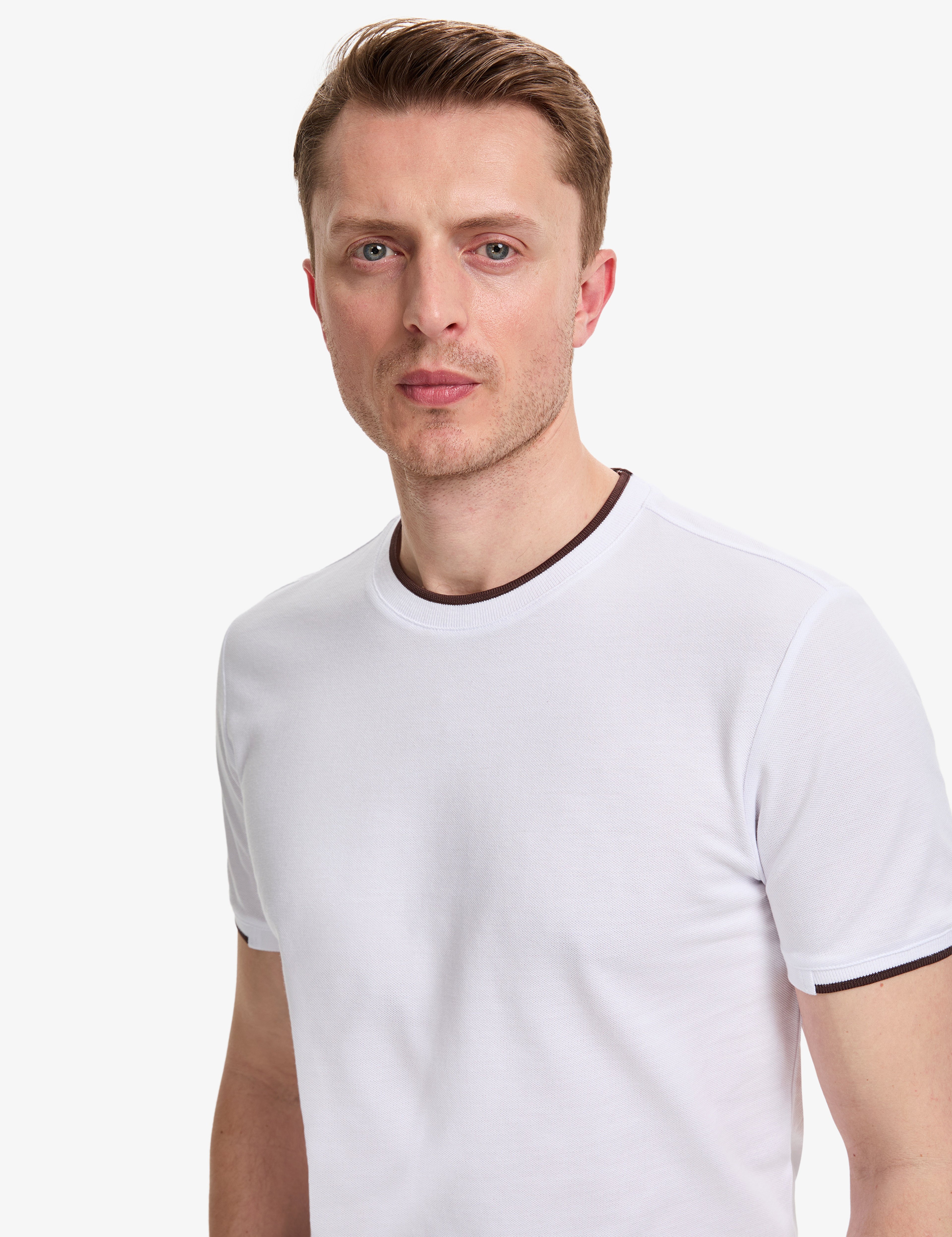 Beyaz Slim Fit %100 Pamuk Bisiklet Yaka Tişört - Image 2