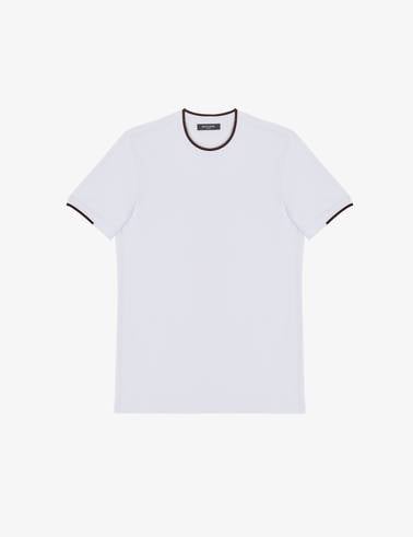 Beyaz Slim Fit %100 Pamuk Bisiklet Yaka Tişört
