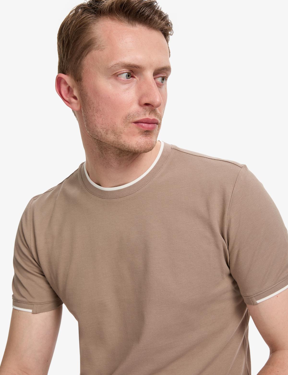 KAHVERENGI Slim Fit Tişört - 50327865043