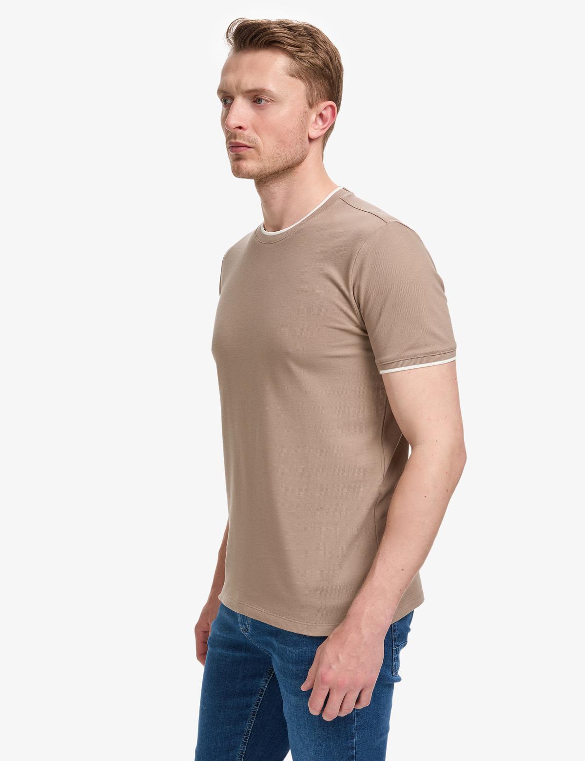 KAHVERENGI Slim Fit Tişört - 50327865043