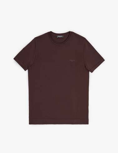 Koyu Kahverengi Slim Fit Bisiklet Yaka Triko Tişört