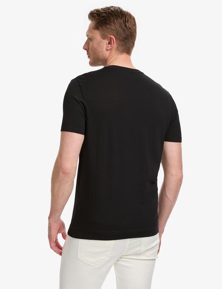 Siyah Slim Fit Bisiklet Yaka Triko Tişört - 50320807098