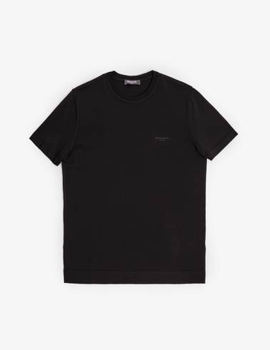Siyah Slim Fit Bisiklet Yaka Triko Tişört