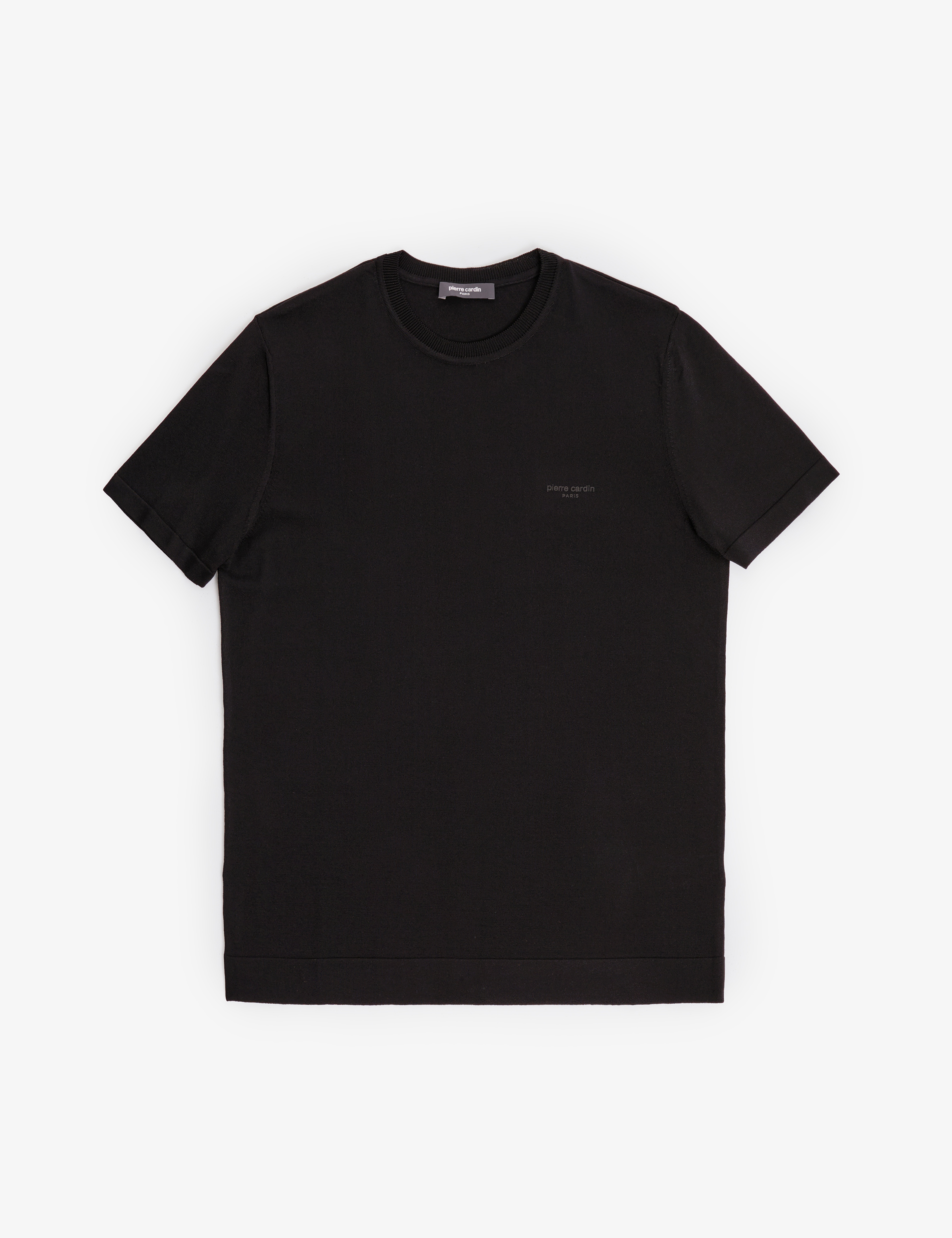 Siyah Slim Fit Bisiklet Yaka Triko Tişört - Image 6