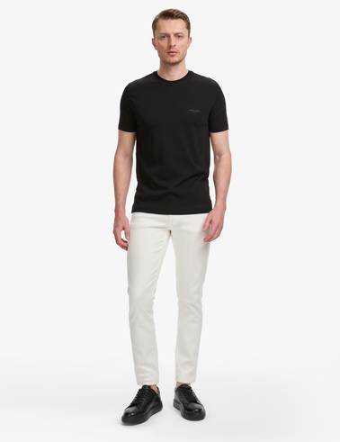 Siyah Slim Fit Bisiklet Yaka Triko Tişört