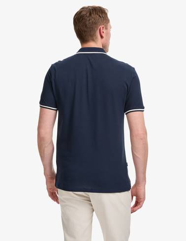 Lacivert Slim Fit %100 Pamuk Fermuarlı Polo Yaka Tişört