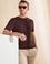 Koyu Kahverengi Slim Fit Bisiklet Yaka Triko Tişört