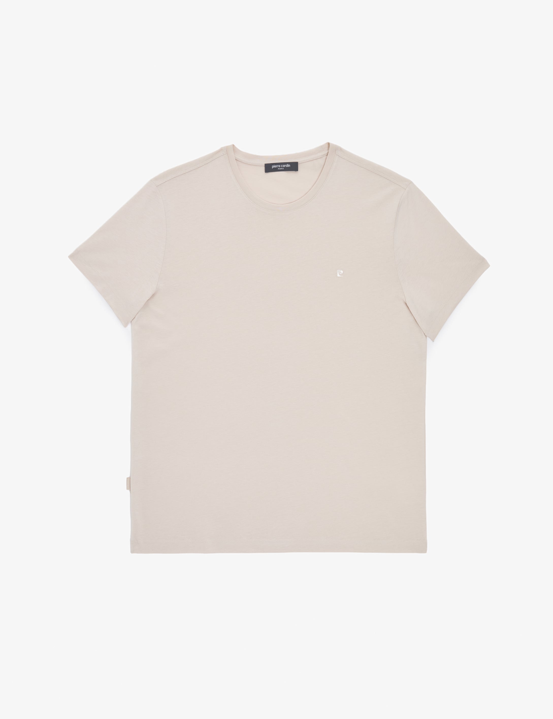 Bej Slim Fit %100 Pamuk Bisiklet Yaka Basic Tişört