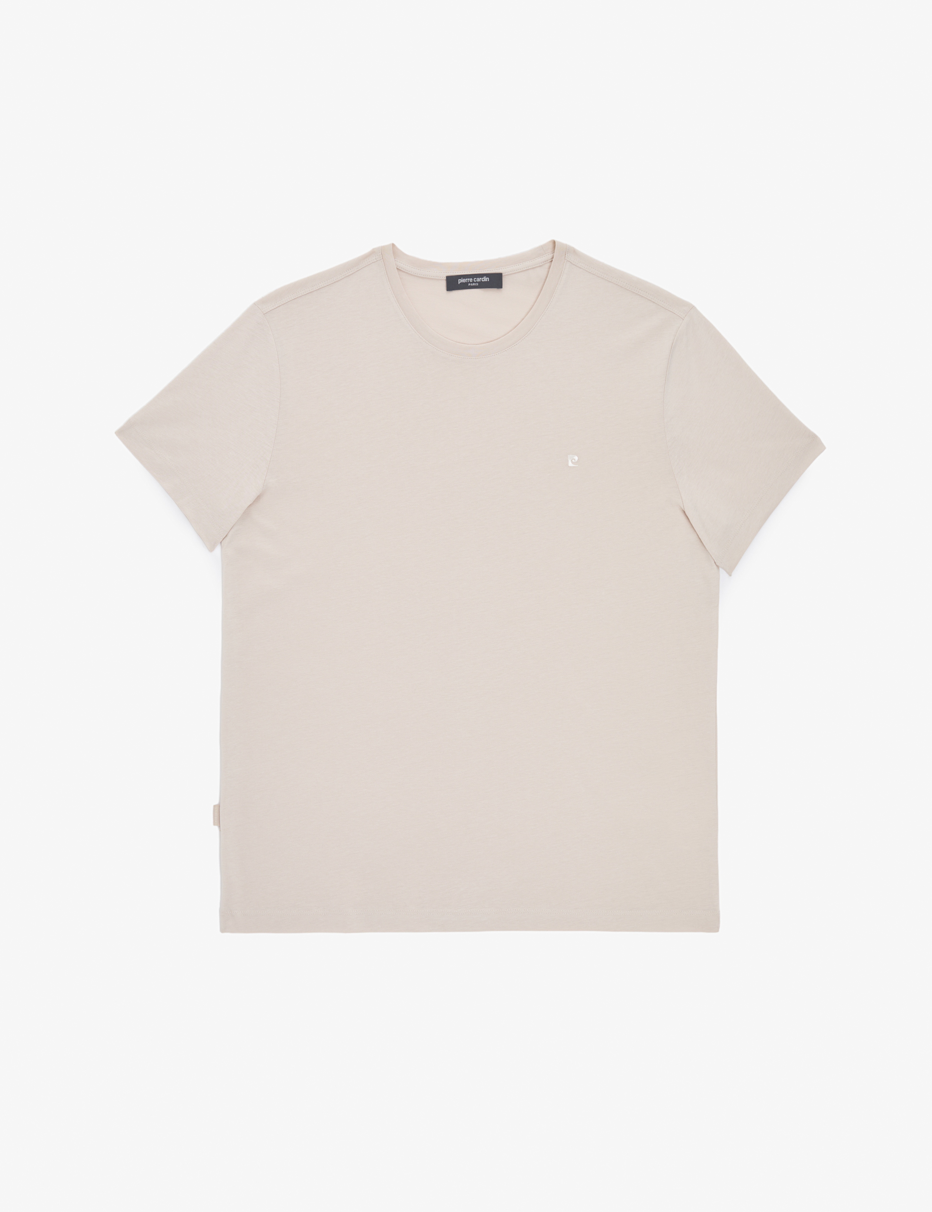 Bej Slim Fit %100 Pamuk Bisiklet Yaka Basic Tişört - Image 6