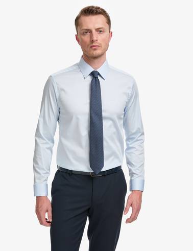 Açık Mavi Slim Fit Uzun Kollu Esnek Basic Gömlek