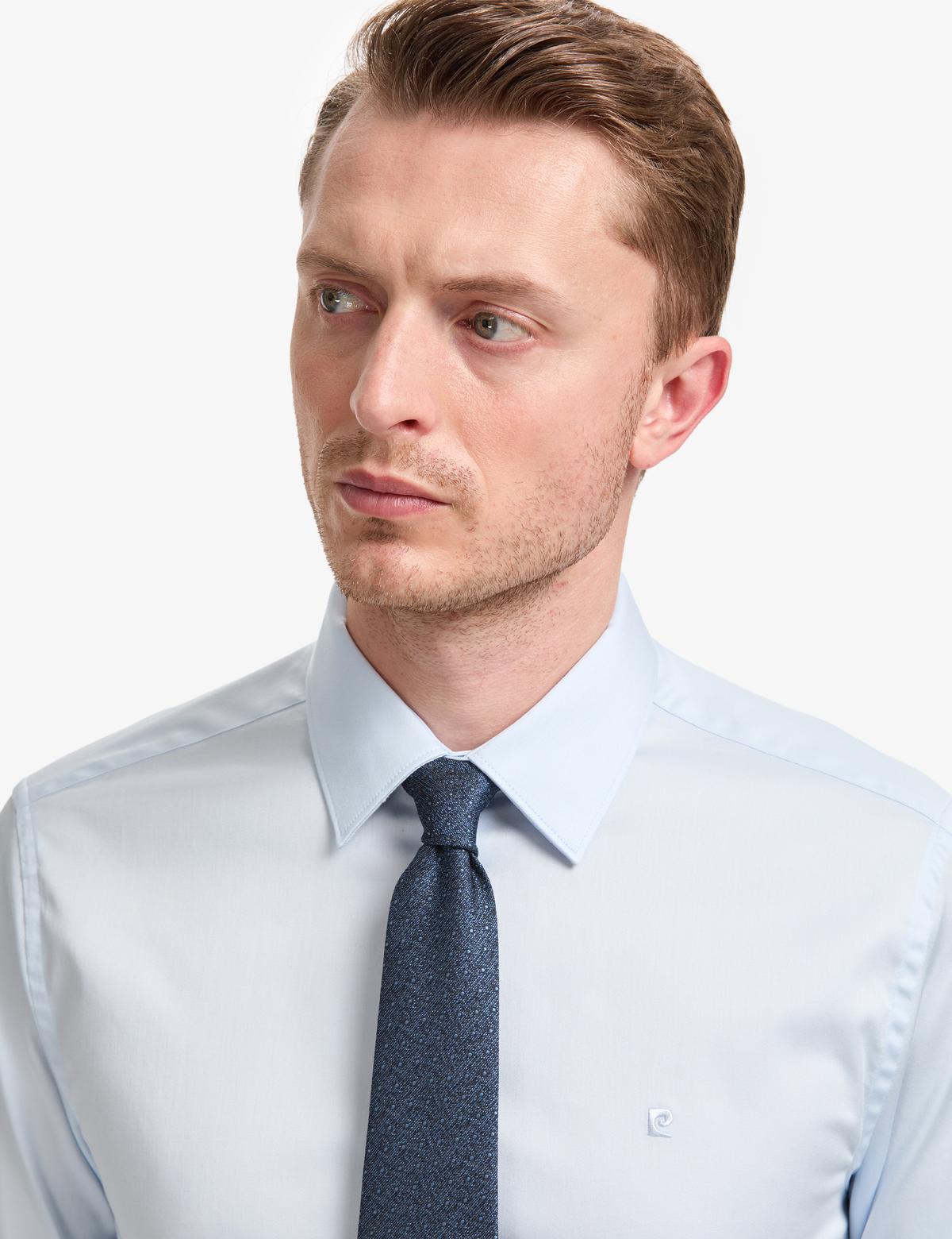 Açık Mavi Slim Fit Uzun Kollu Esnek Basic Gömlek - 50325162007