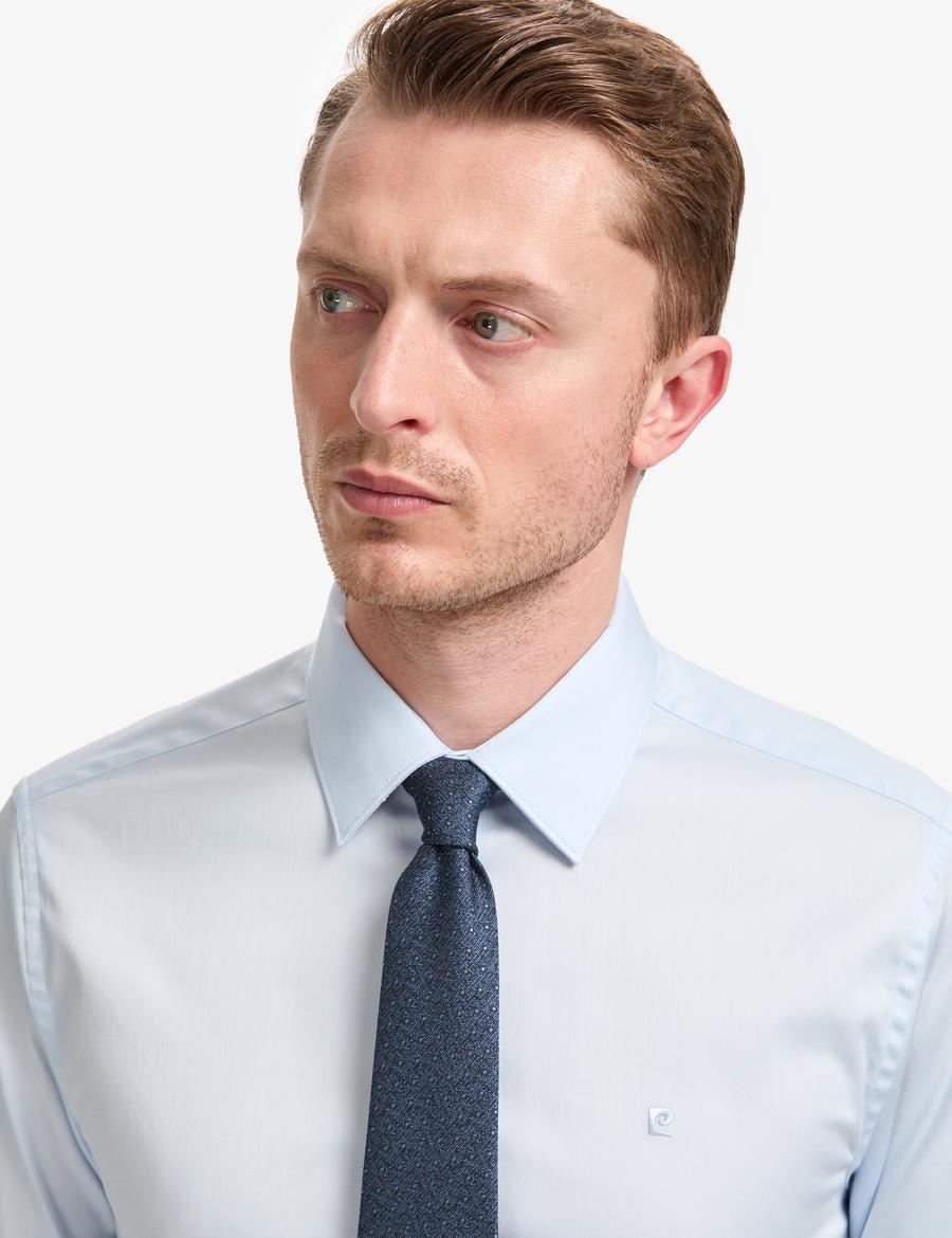 Açık Mavi Slim Fit Uzun Kollu Basic Gömlek