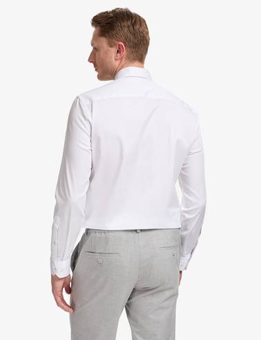 Beyaz Slim Fit Uzun Kollu Esnek Basic Gömlek
