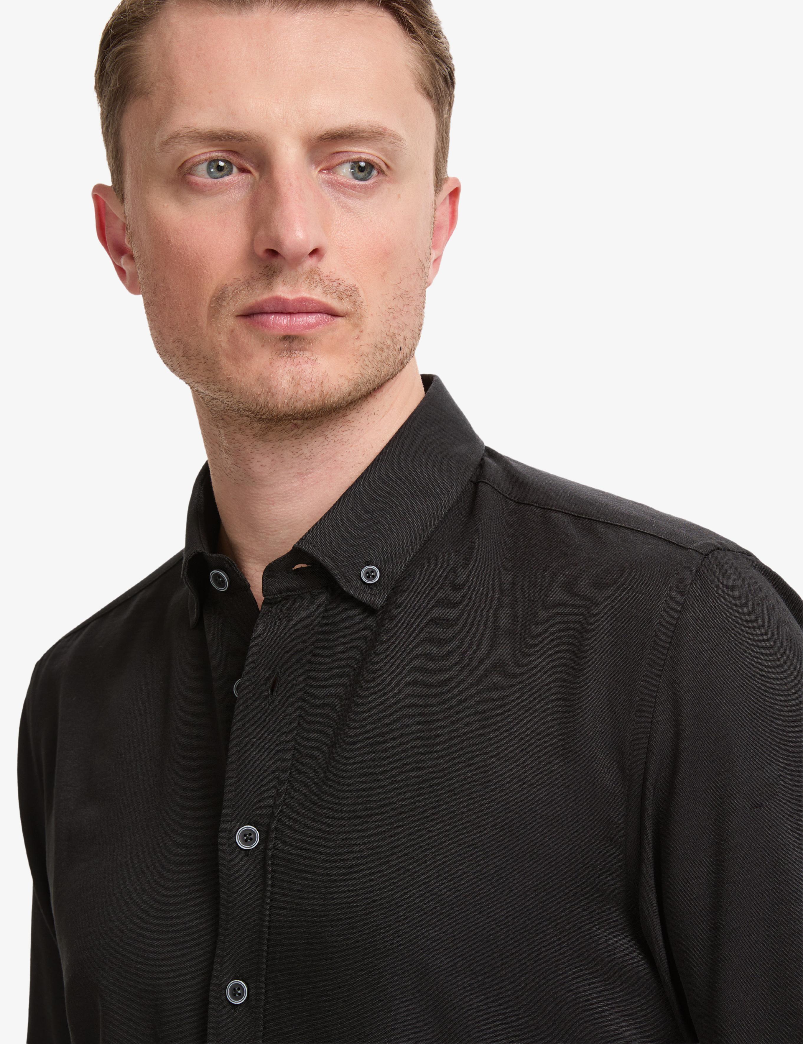 Siyah Oxford Slim Fit Kolay Ütülenebilir Gömlek