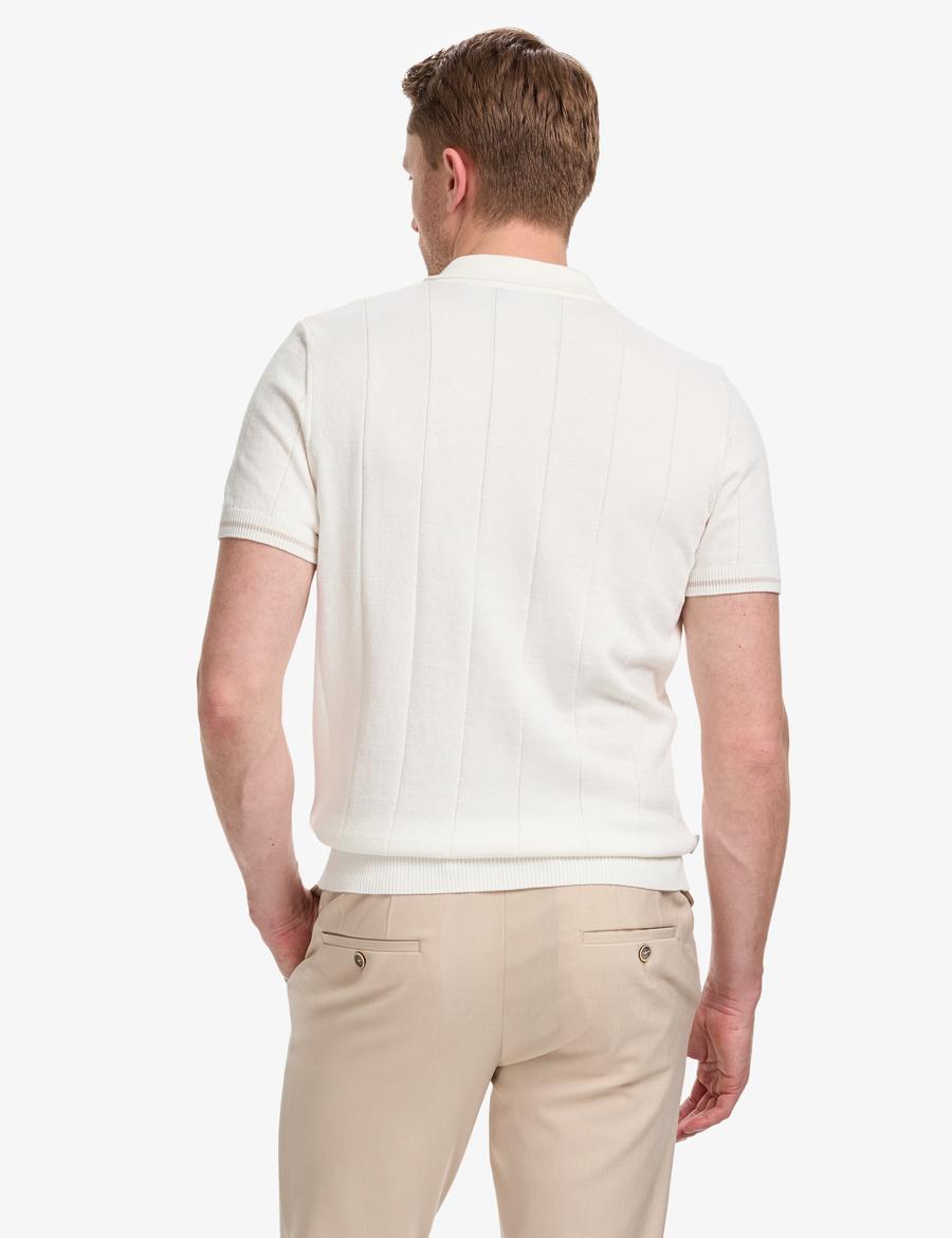 Ekru Slim Fit Polo Yaka Triko Tişört