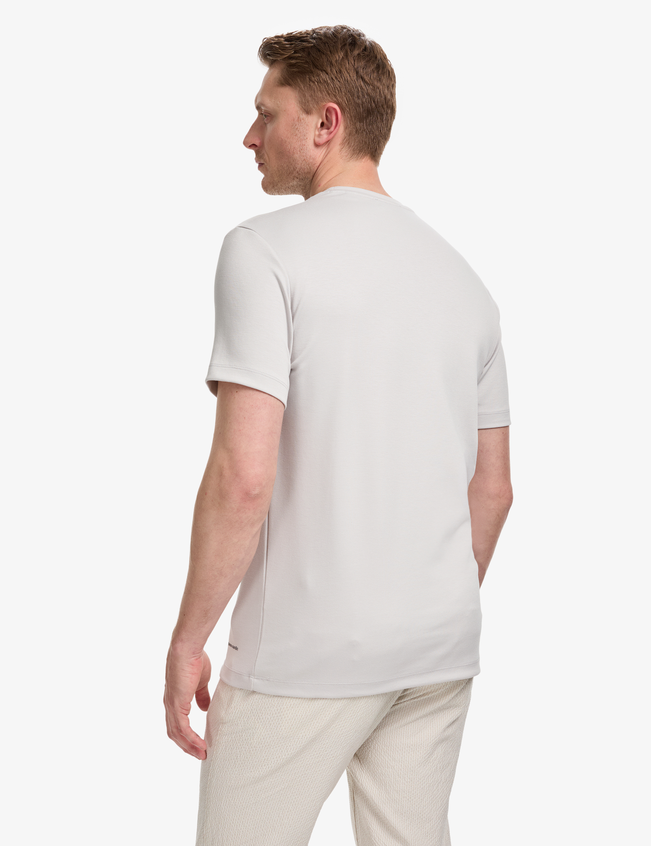 Açık Gri Regular Fit Bisiklet Yaka Basic Tişört - Image 5