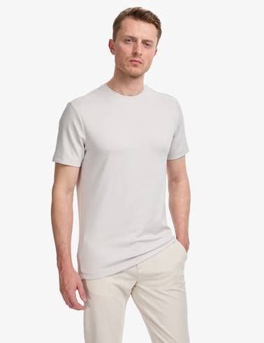 Açık Gri Regular Fit Bisiklet Yaka Basic Tişört