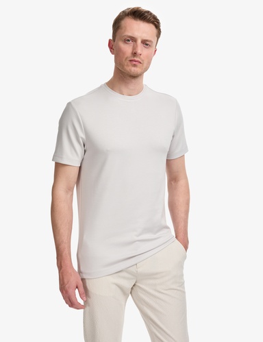 Açık Gri Regular Fit Bisiklet Yaka Basic Tişört