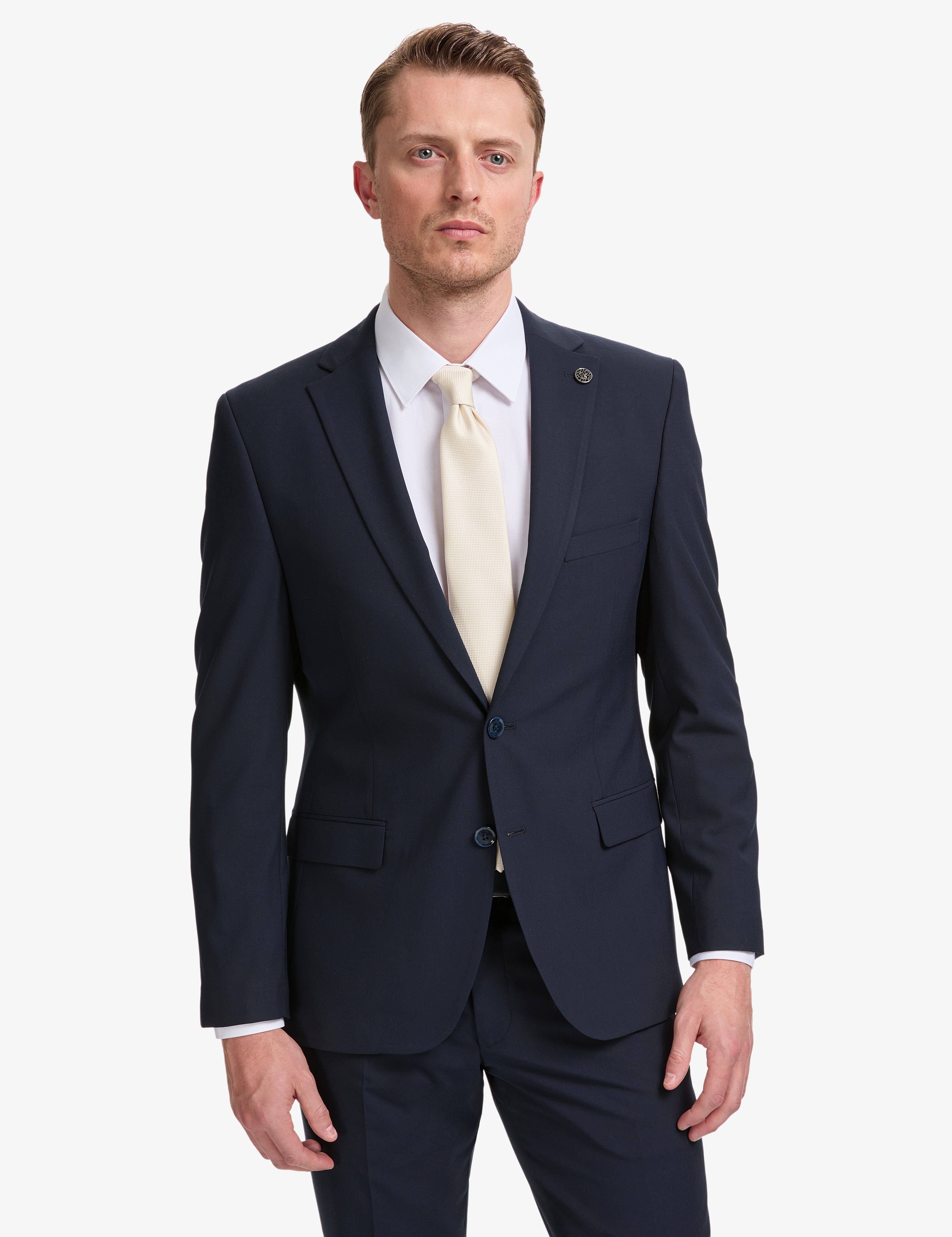 Lacivert Slim Fit Mono Yaka Takım Elbise - Image 4