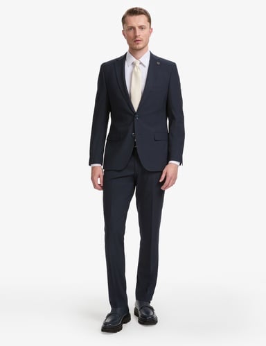 Lacivert Slim Fit Mono Yaka Takım Elbise