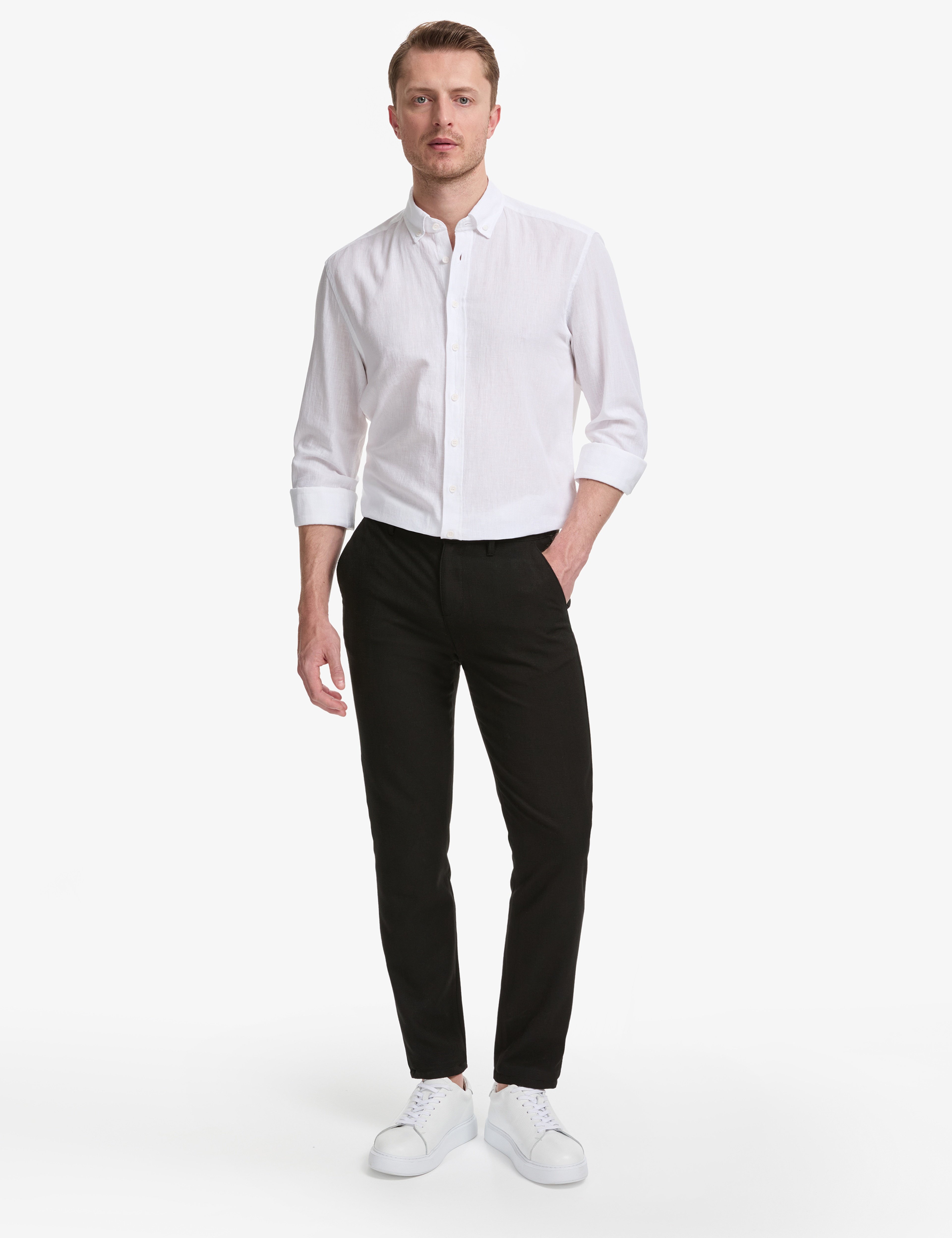 Siyah Slim Fit Kanvas Pantolon