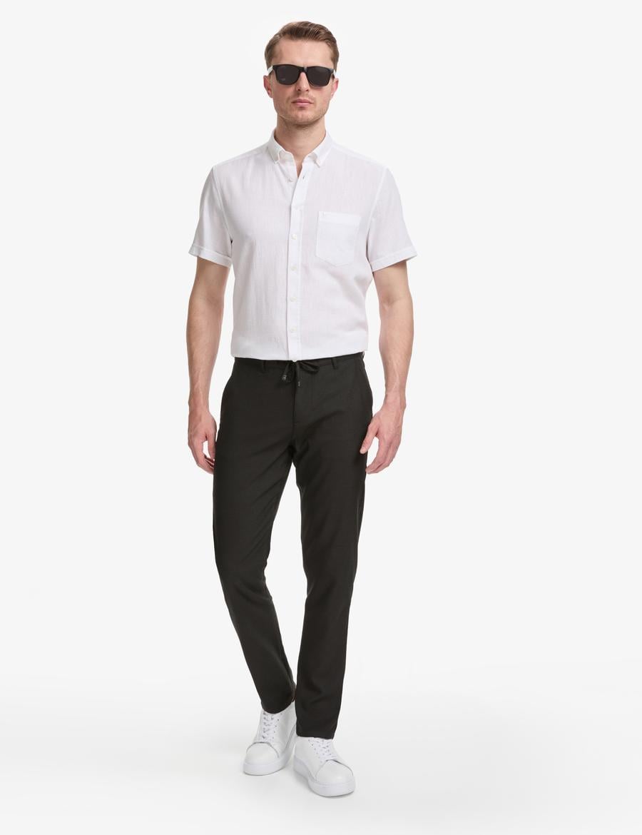 Siyah Slim Fit Kanvas Pantolon