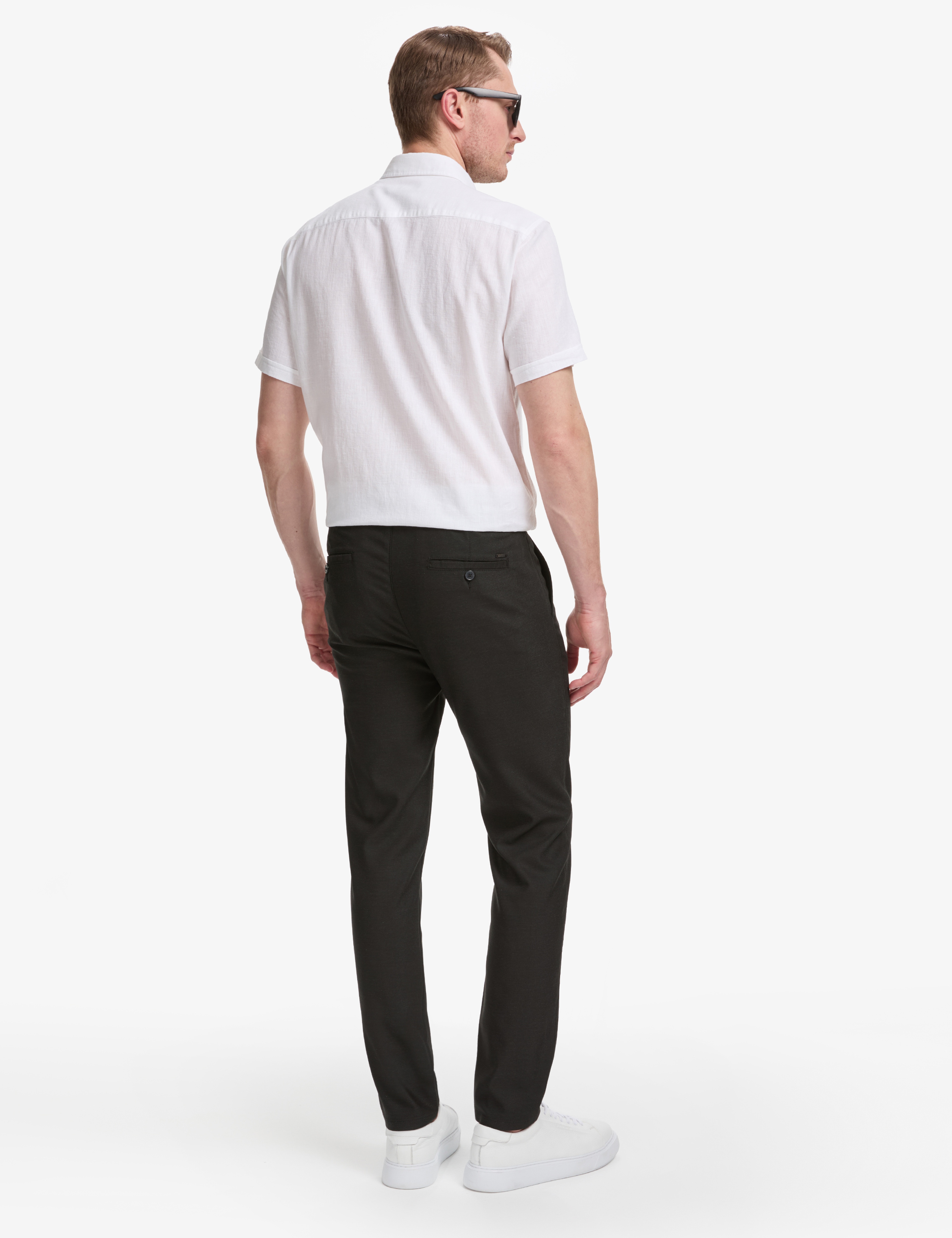 Siyah Slim Fit Beli Kordonlu Kanvas Pantolon